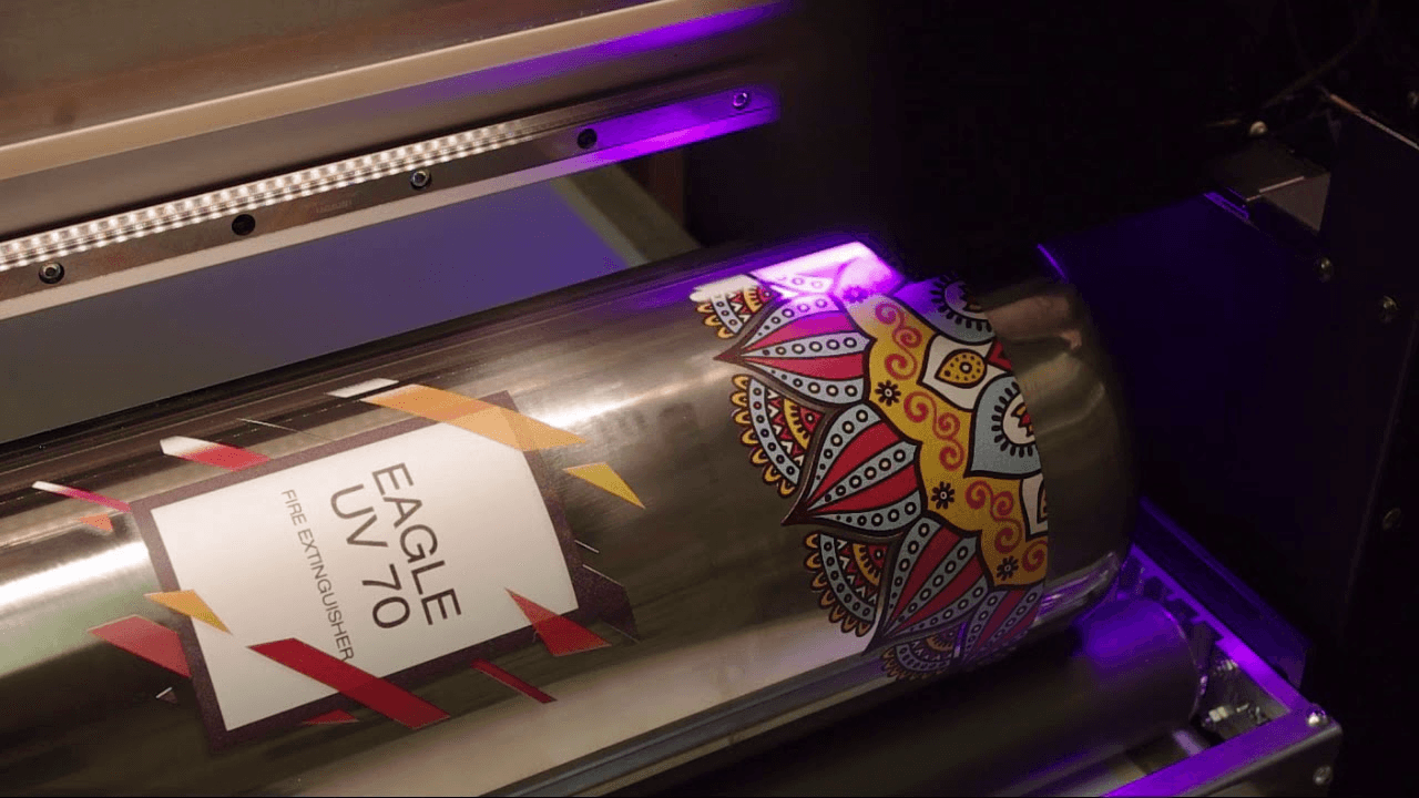 Eagle UV 70 print on fire extinguisher