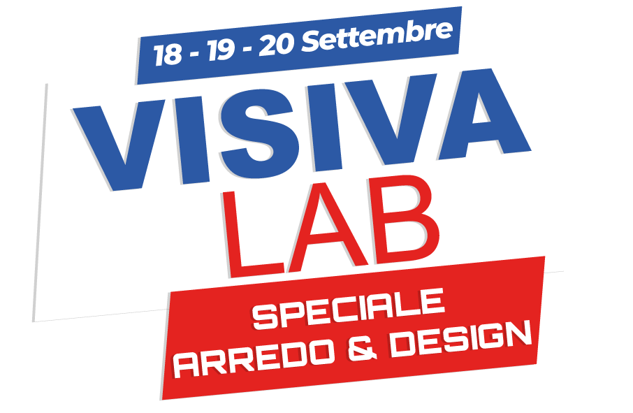 Questo logo promuove un evento dedicato all'arredo e al design, chiamato Visiva Lab, che si svolgerà dal 18 al 20 settembre.